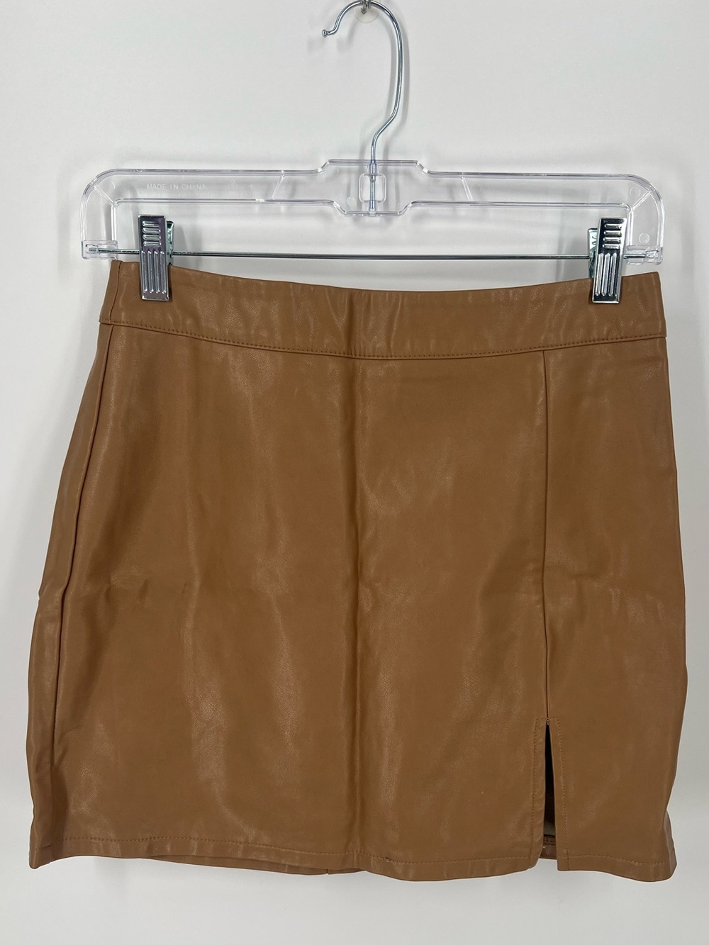 Kittenish Women's Camel Faux Leather Mini Skirt Size Small